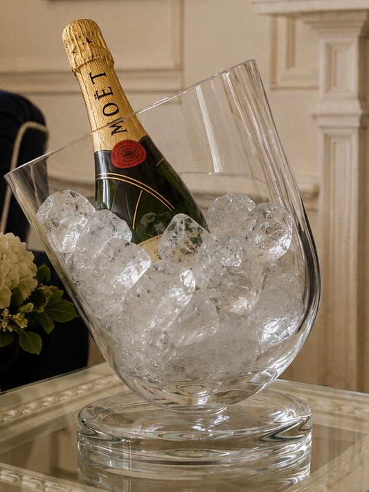 Heavy Glass Tilted Ice Bucket - Champagne Cooler
