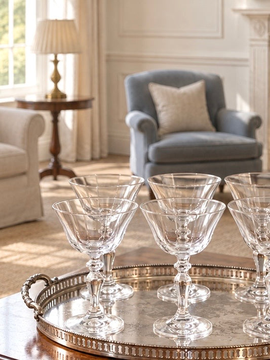 Set of 6 Vintage Glasses - Champagne Coupe Glasses