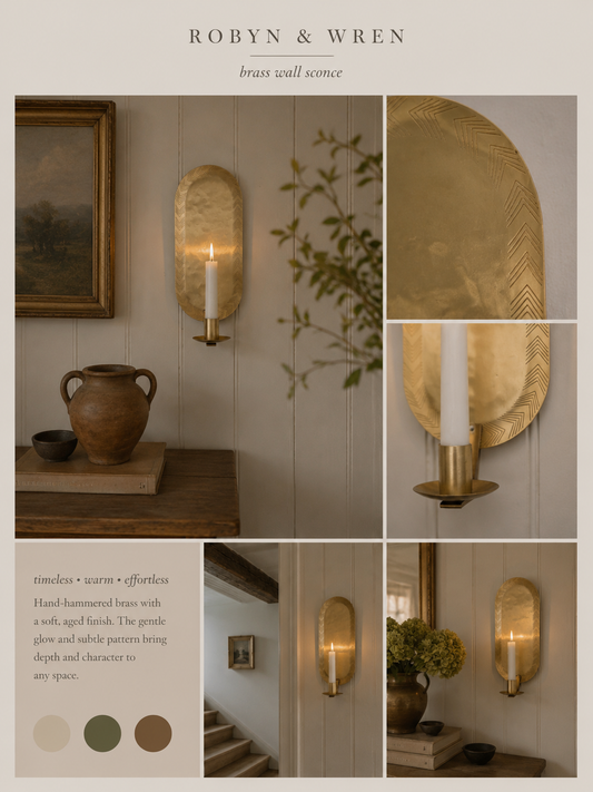 Vintage Brass Effect Wall Sconce for Candle