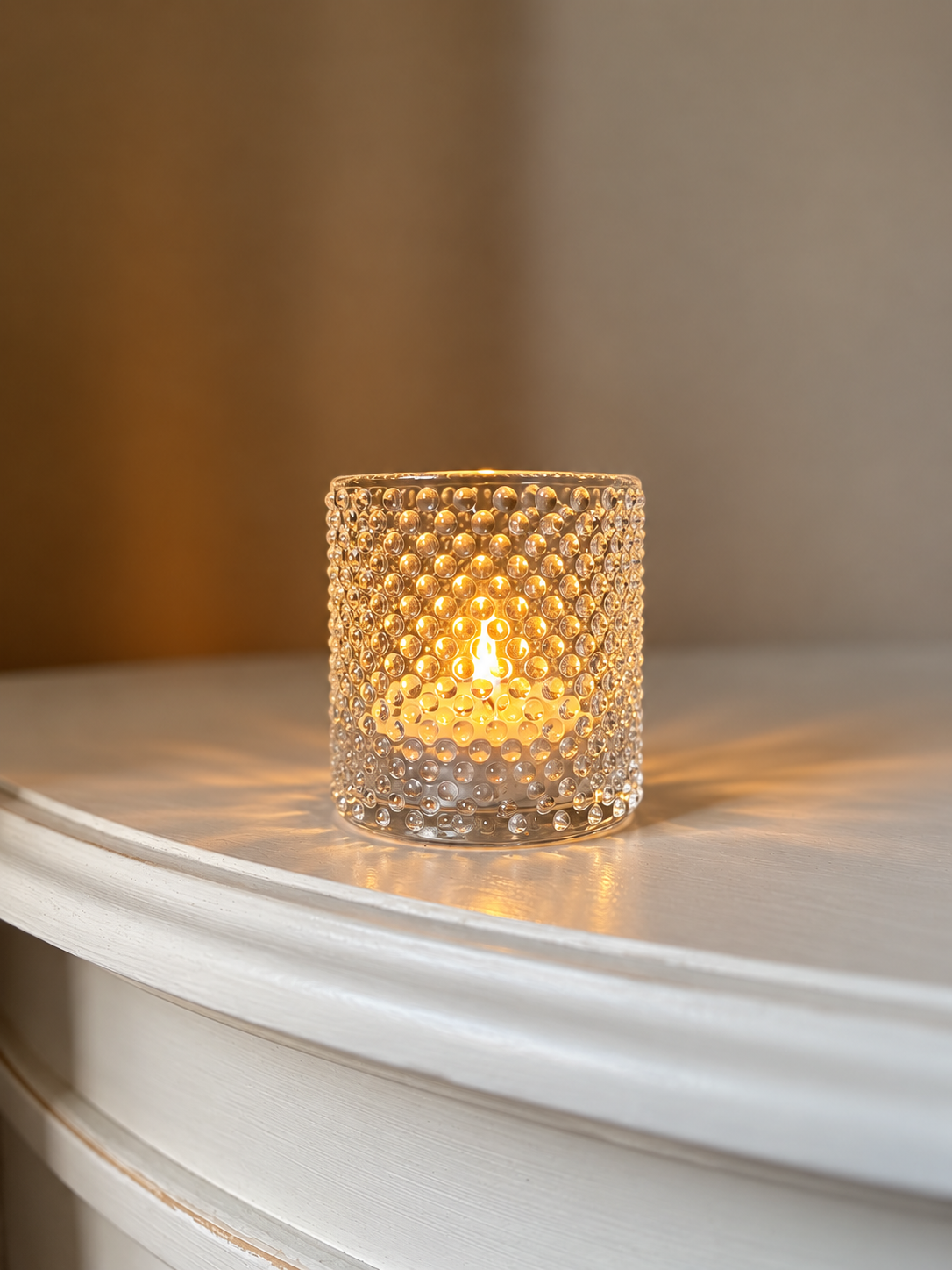 Dotty Glass Large Tea Light Candle Holder