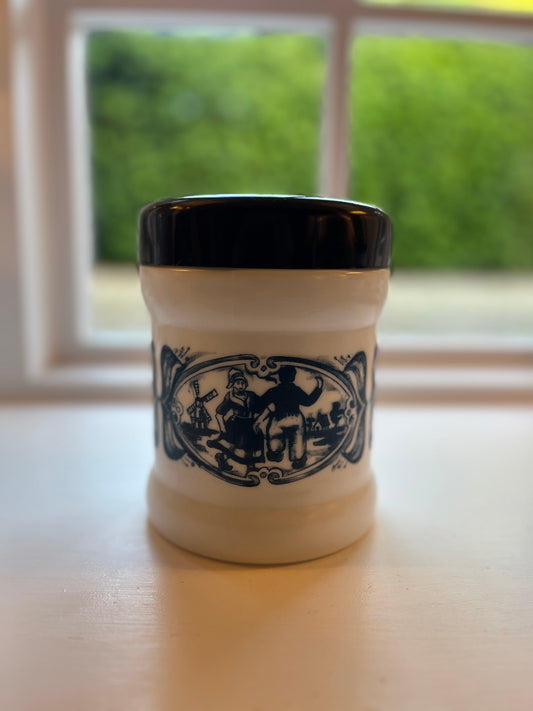 A Pair of Vintage Dutch Blue & White Opaline Jars