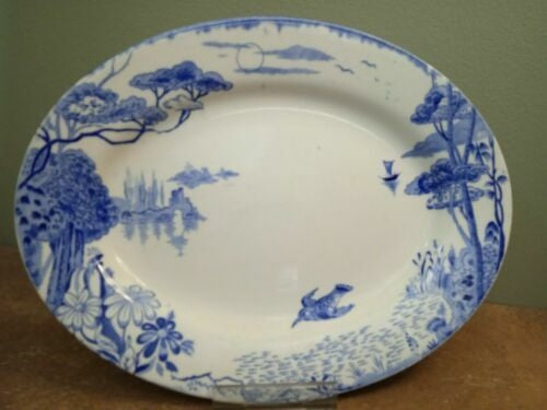 Early 20th-century English blue and white transferware plate, c.1910–1930.