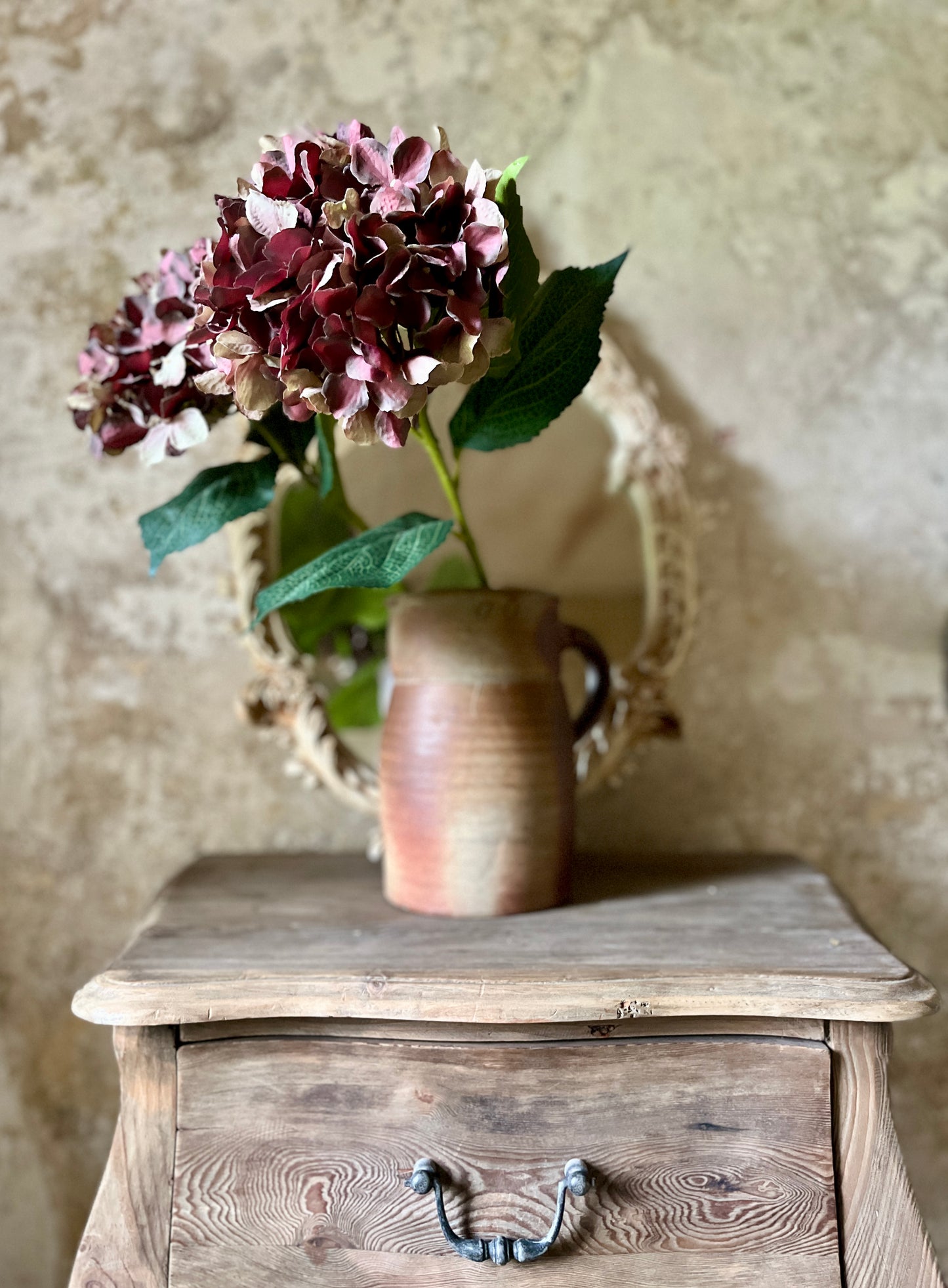 Antique 19th Century French Stoneware Jug – Rustic Farmhouse Decor