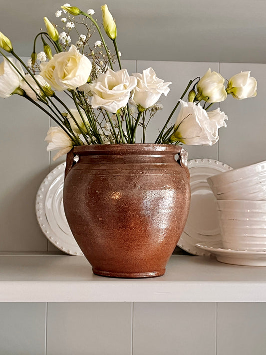 Vintage French Brown Glazed Confit pot