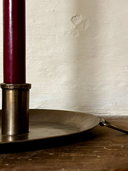 Vintage Style Brass Effect Candle Plate with Hook