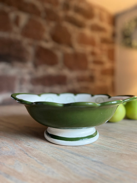 Vintage Decorative Green and White Bowl
