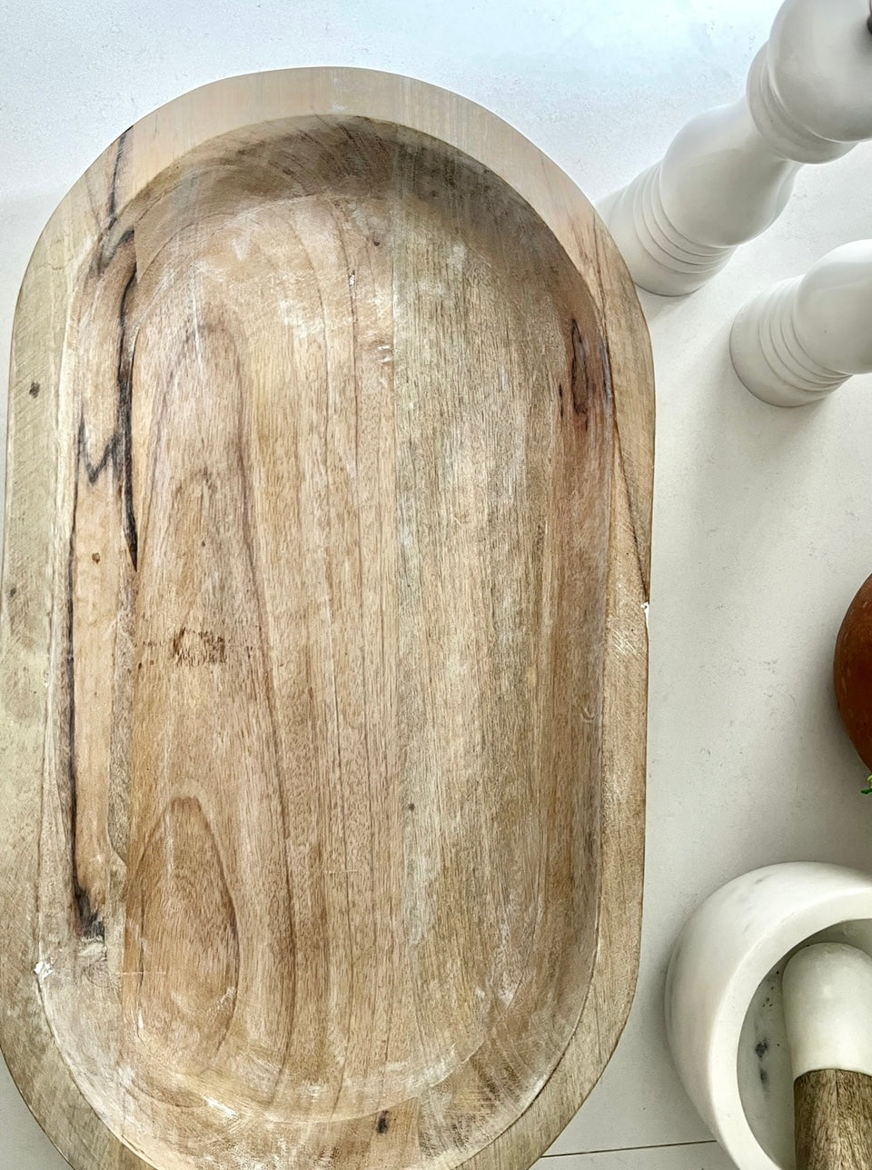 Artisan Hand Crafted Mango Wood Dough Bowl DecorativeTray