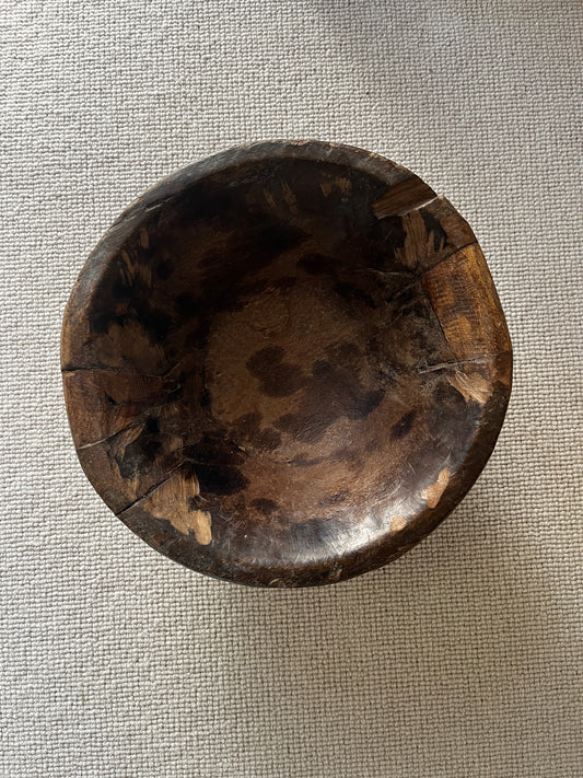 Antique Wooden Mortar Bowl