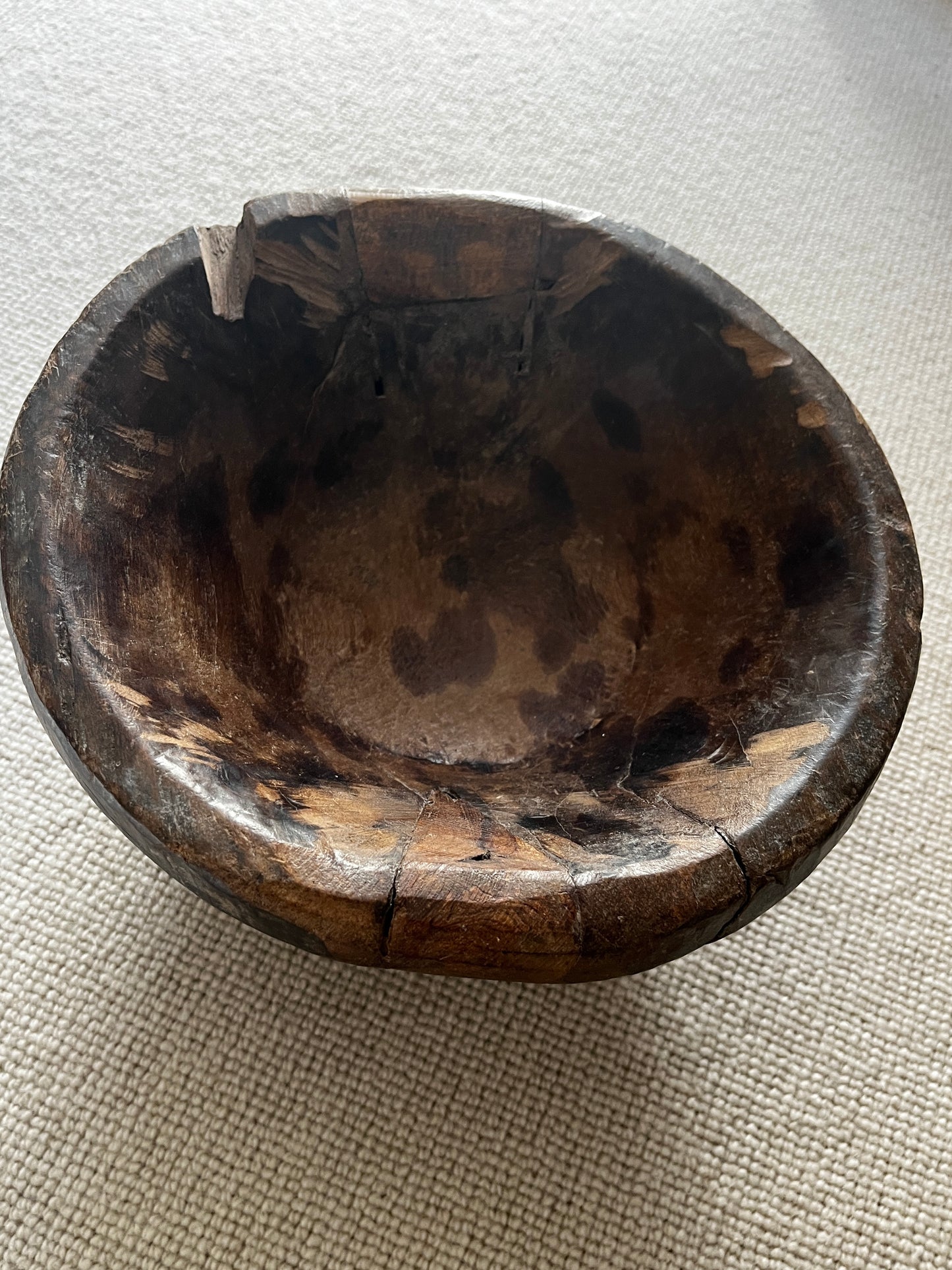 Antique Wooden Mortar Bowl