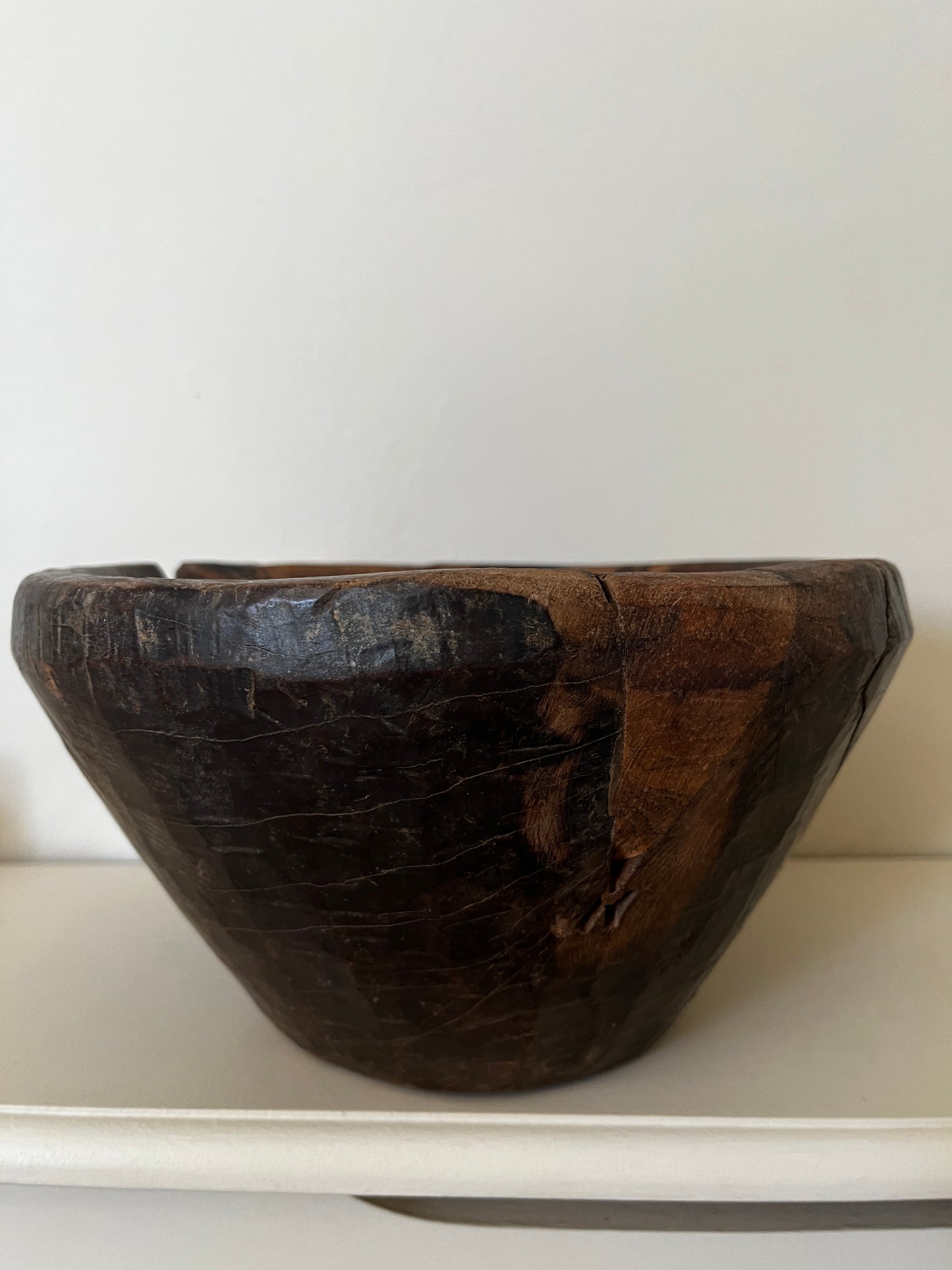 Antique Wooden Mortar Bowl