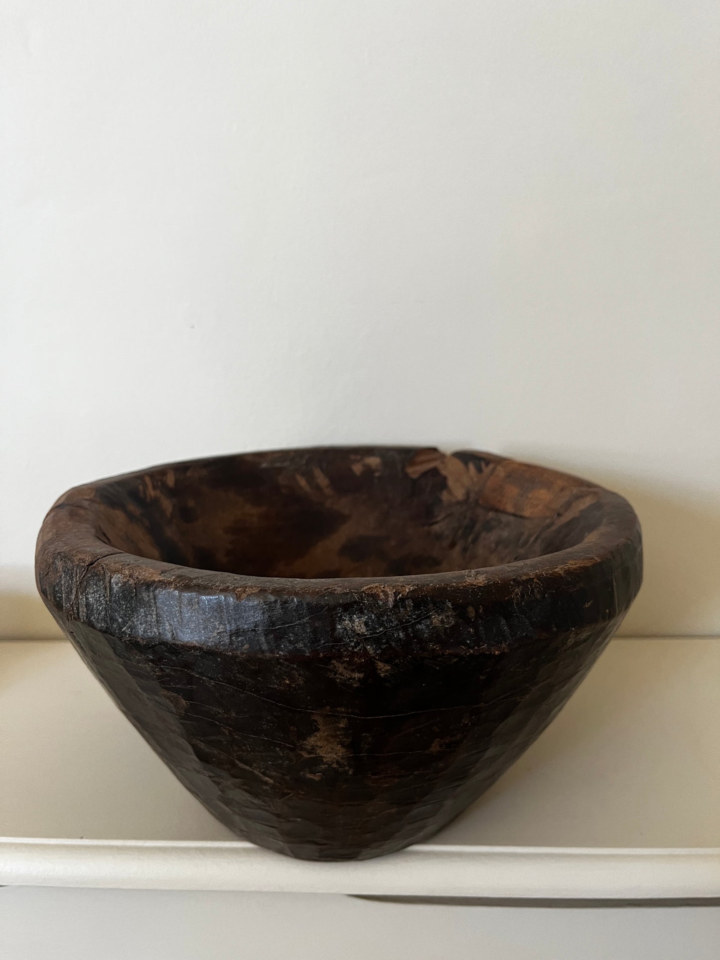 Antique Wooden Mortar Bowl