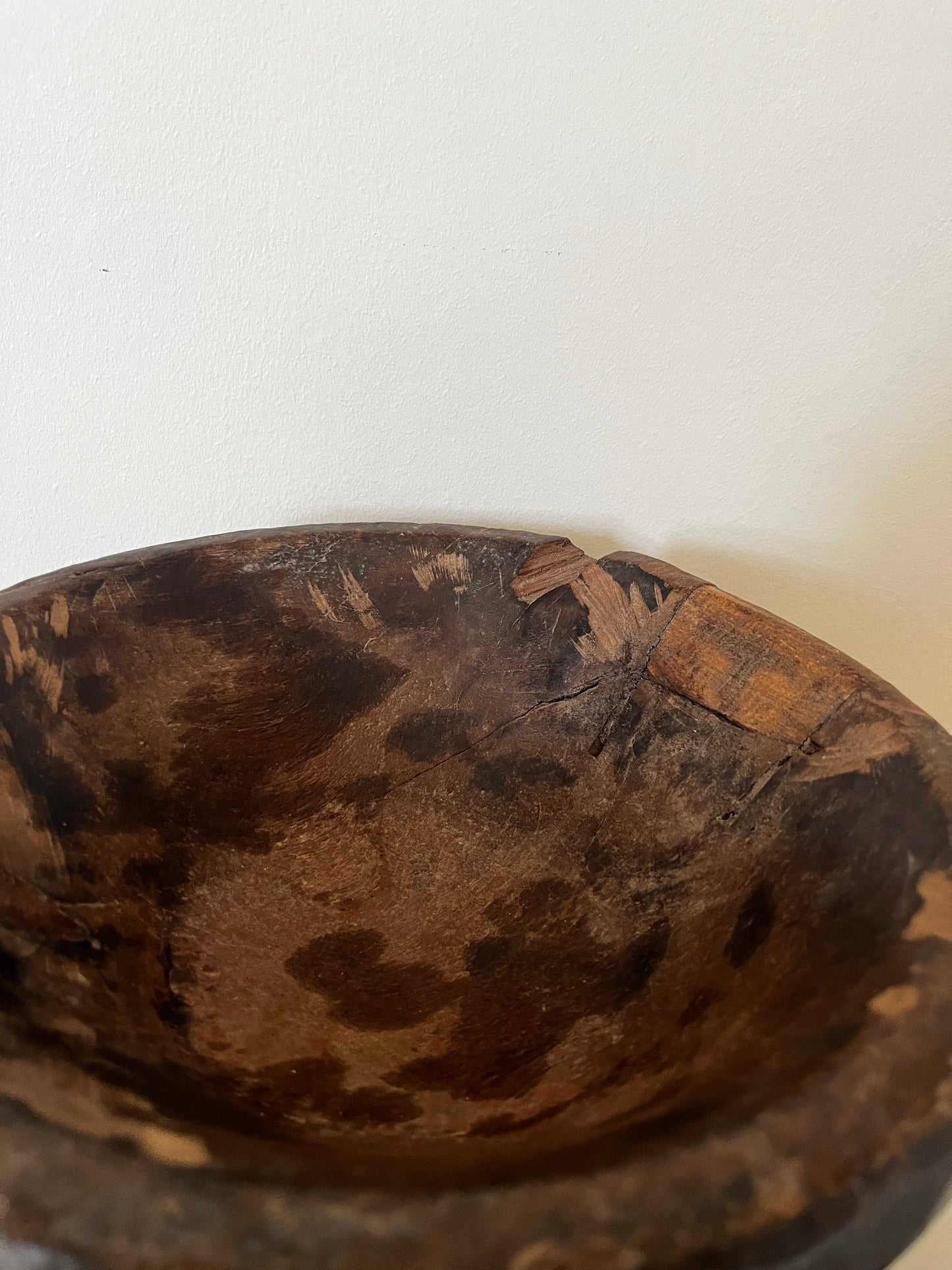 Antique Wooden Mortar Bowl