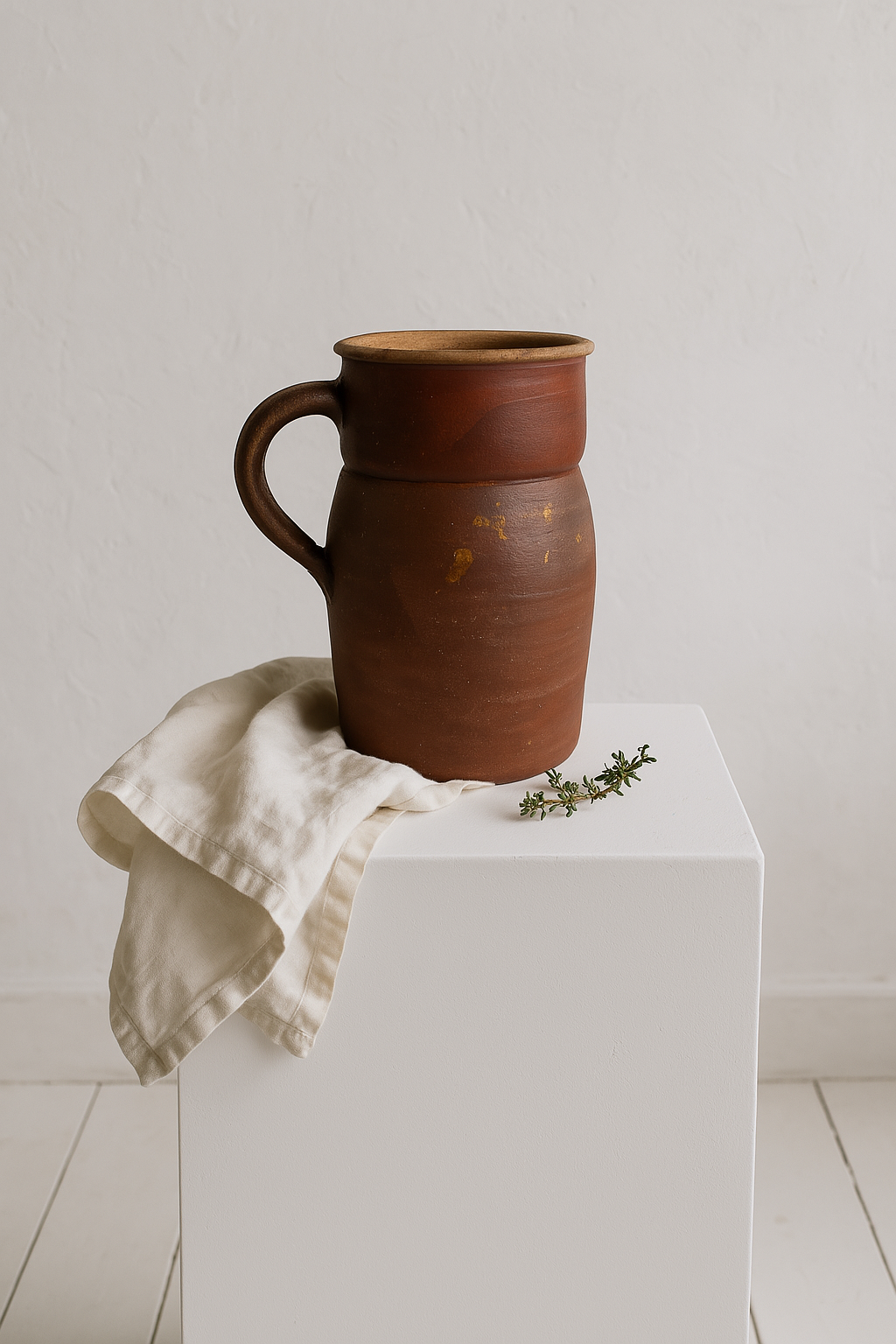 Antique 19th Century French Stoneware Jug – Rustic Farmhouse Decor