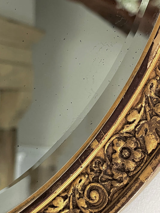 Antique Ornate Round Mirror