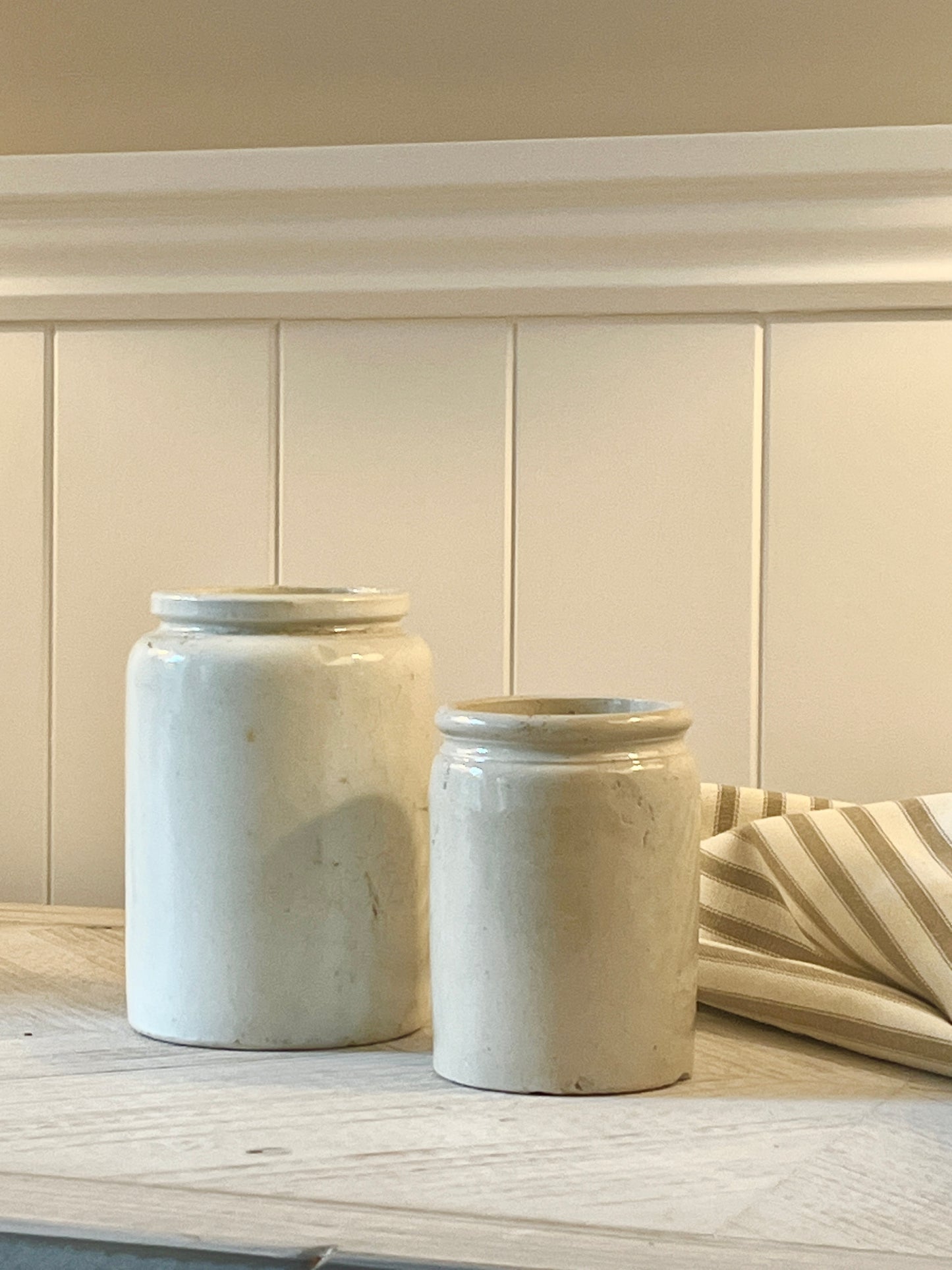Pair of Vintage Glazed Jars