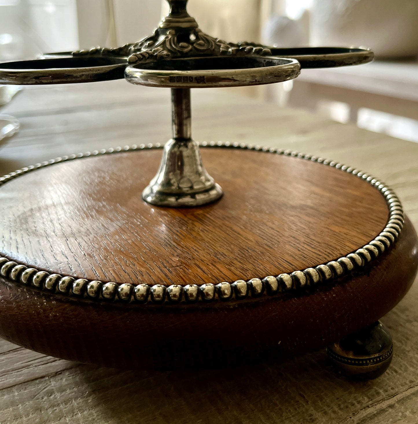 Antique Cruet Set on Wooden Stand