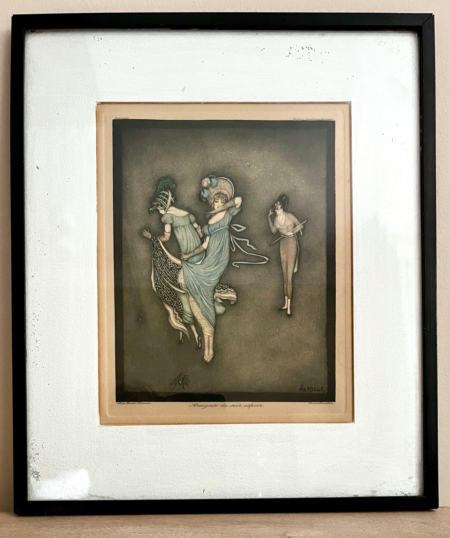 Pair of Framed Vintage Prints 1925 Hand Coloured Mezzotintsby Jennie Harbour