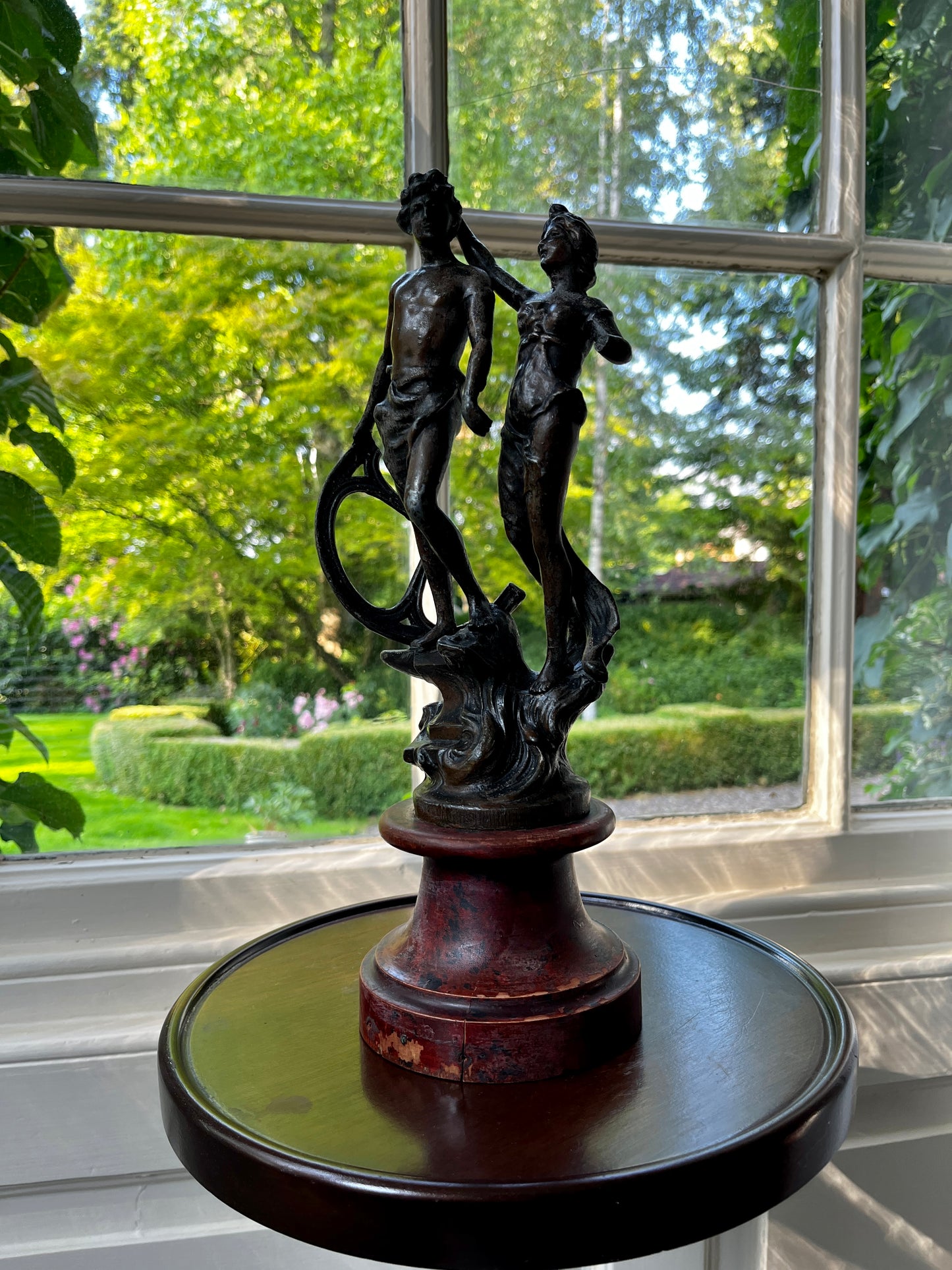 Vintage Cast Romantic Sculpture on Plynth