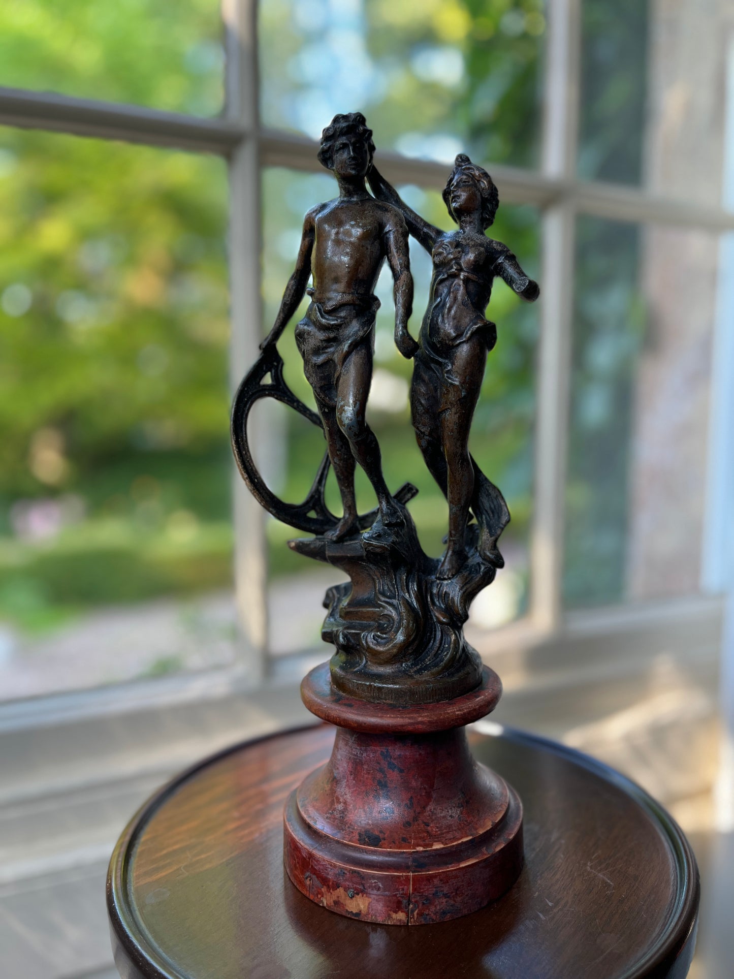 Vintage Cast Romantic Sculpture on Plynth