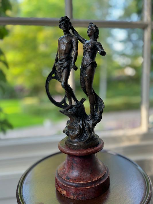Vintage Cast Romantic Sculpture on Plynth