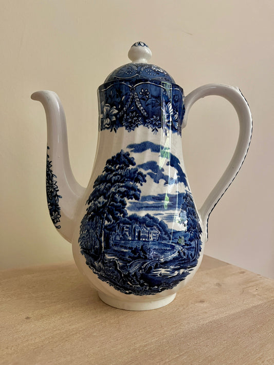 Vintage Old Castle by Barrats Blue & White Large Coffee Pot