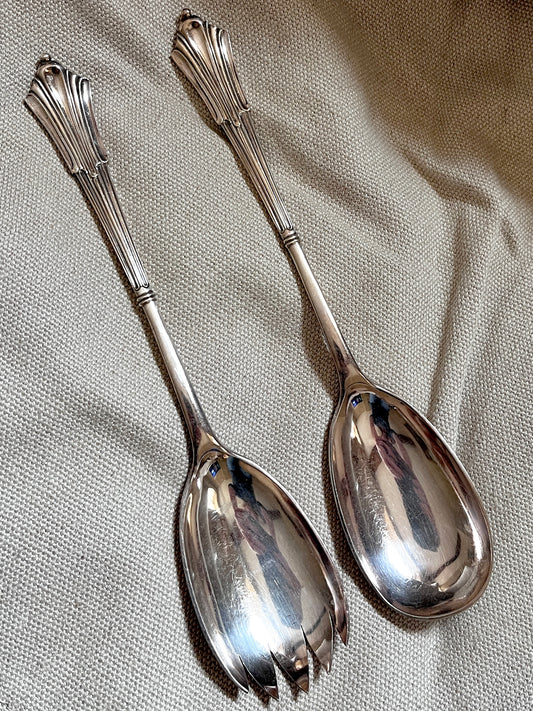 Antique Edwardian Walker & Hall Silver Plated Salad Servers – Sheffield c.1904