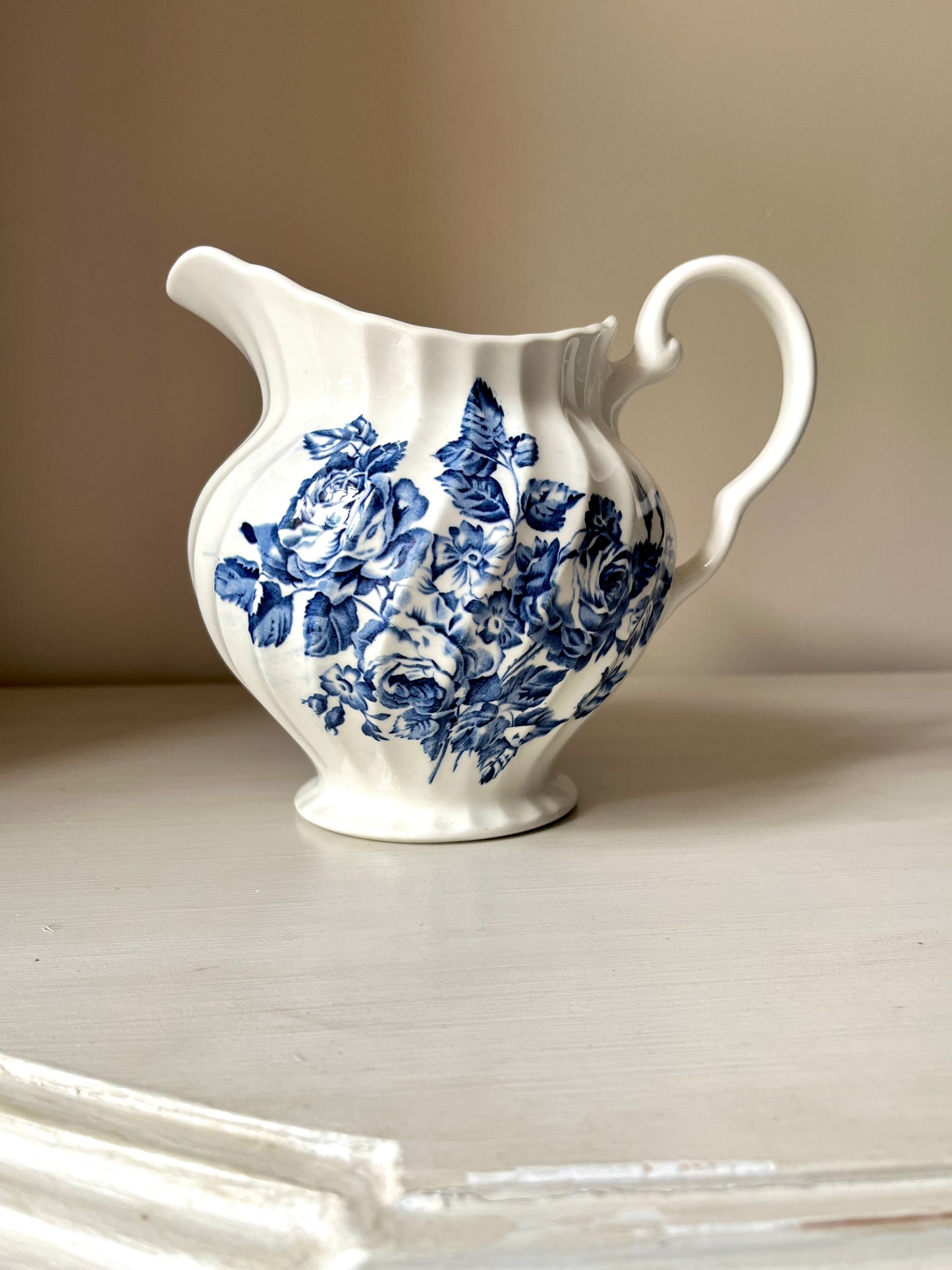 Vintage Johnson Brothers Devon Sprays Blue and White Floral Jug, circa 1960s