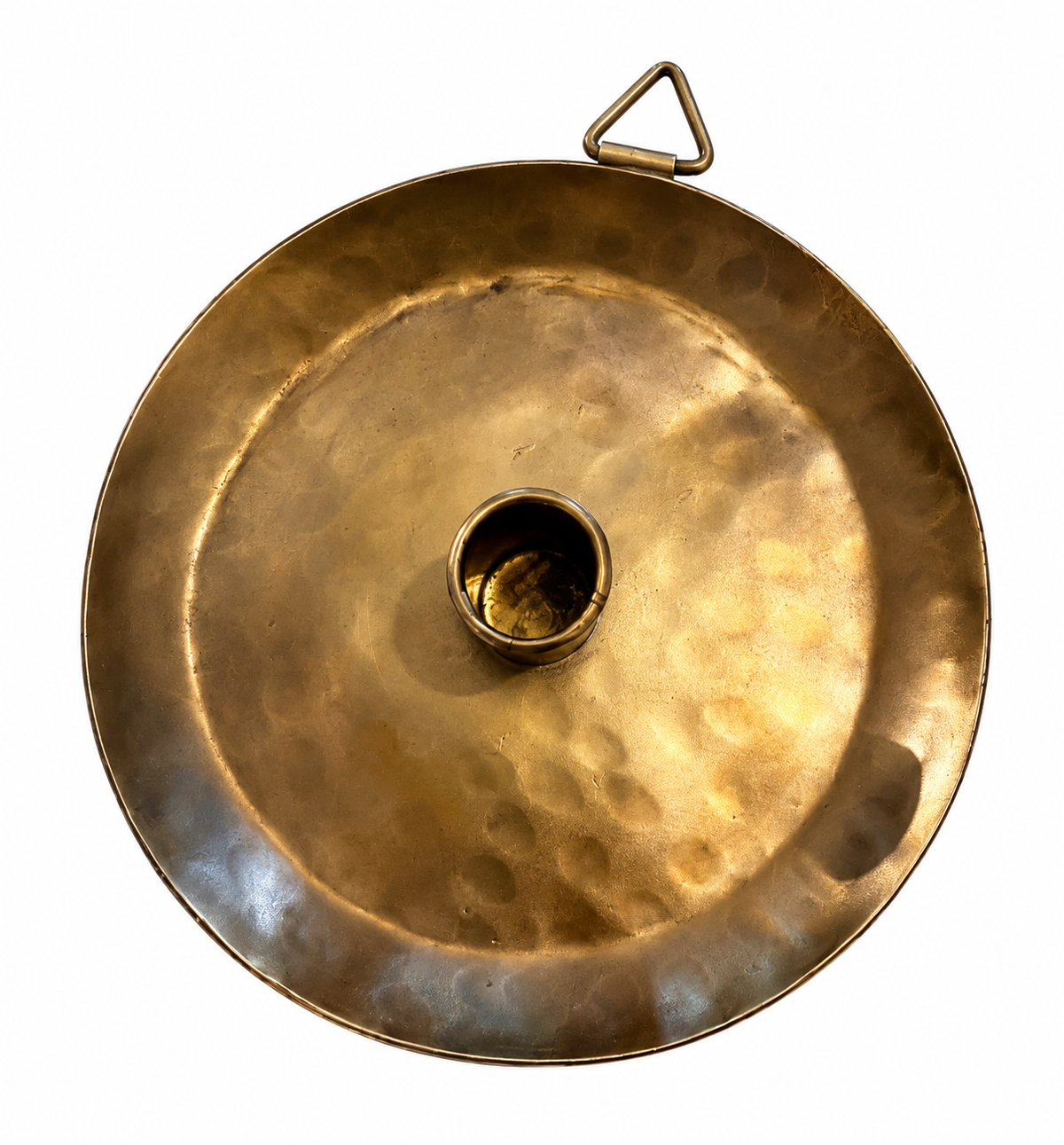 Hammered brass effect large candle plate