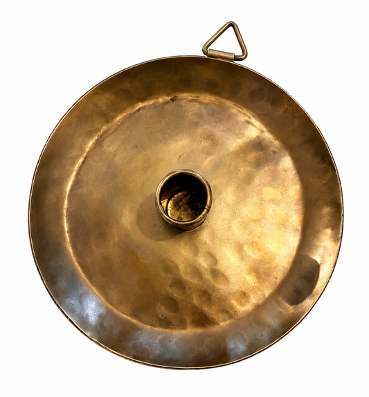 Hammered brass effect large candle plate