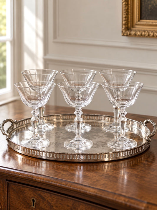 Set of 6 Vintage Glasses - Champagne Coupe Glasses