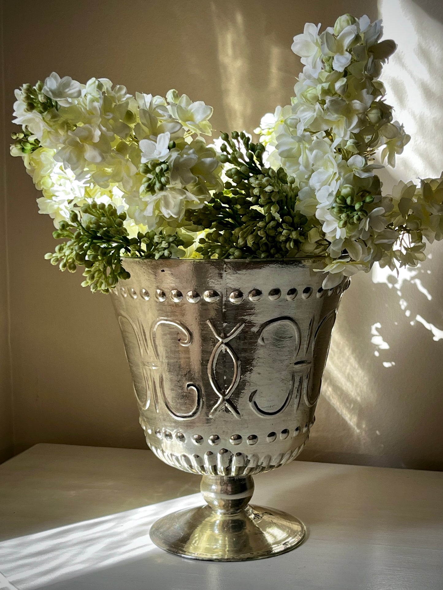 Vintage Silver Mercury Glass Effect Vase