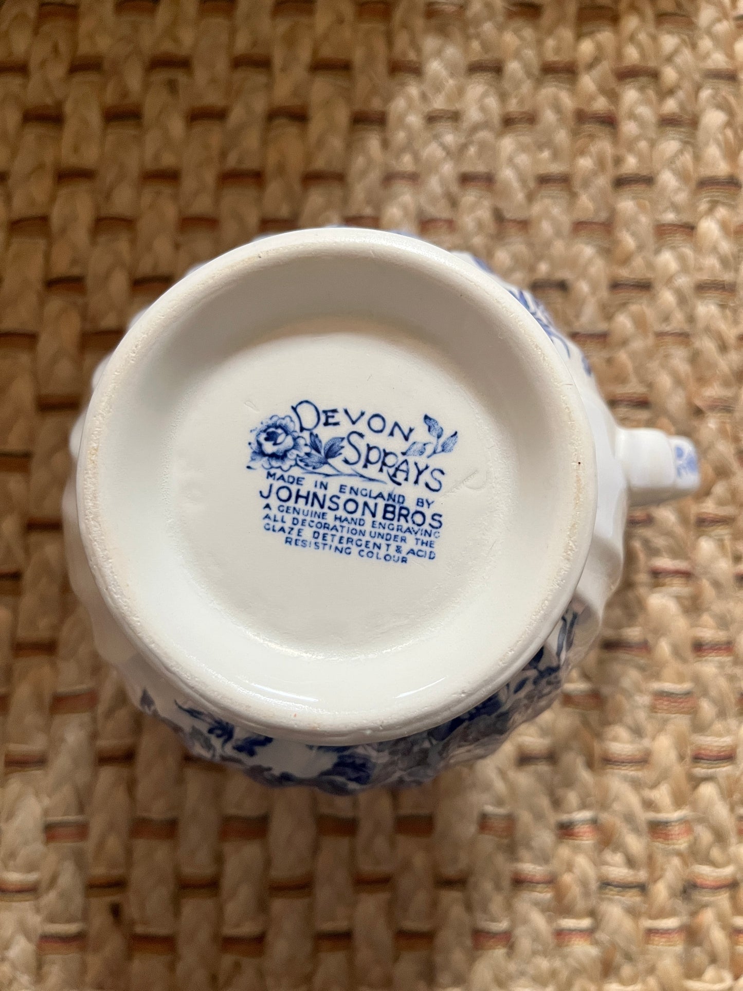 Vintage Johnson Brothers Devon Sprays Blue and White Floral Jug, circa 1960s