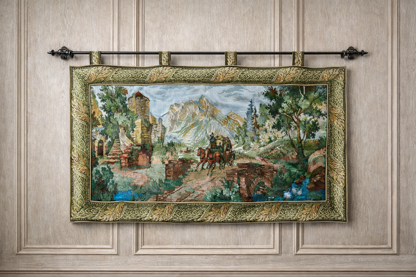 Vintage French Fabric Tapestry Wall Hanging