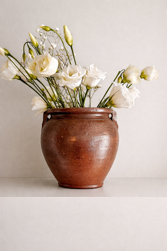 Vintage French Brown Glazed Confit pot