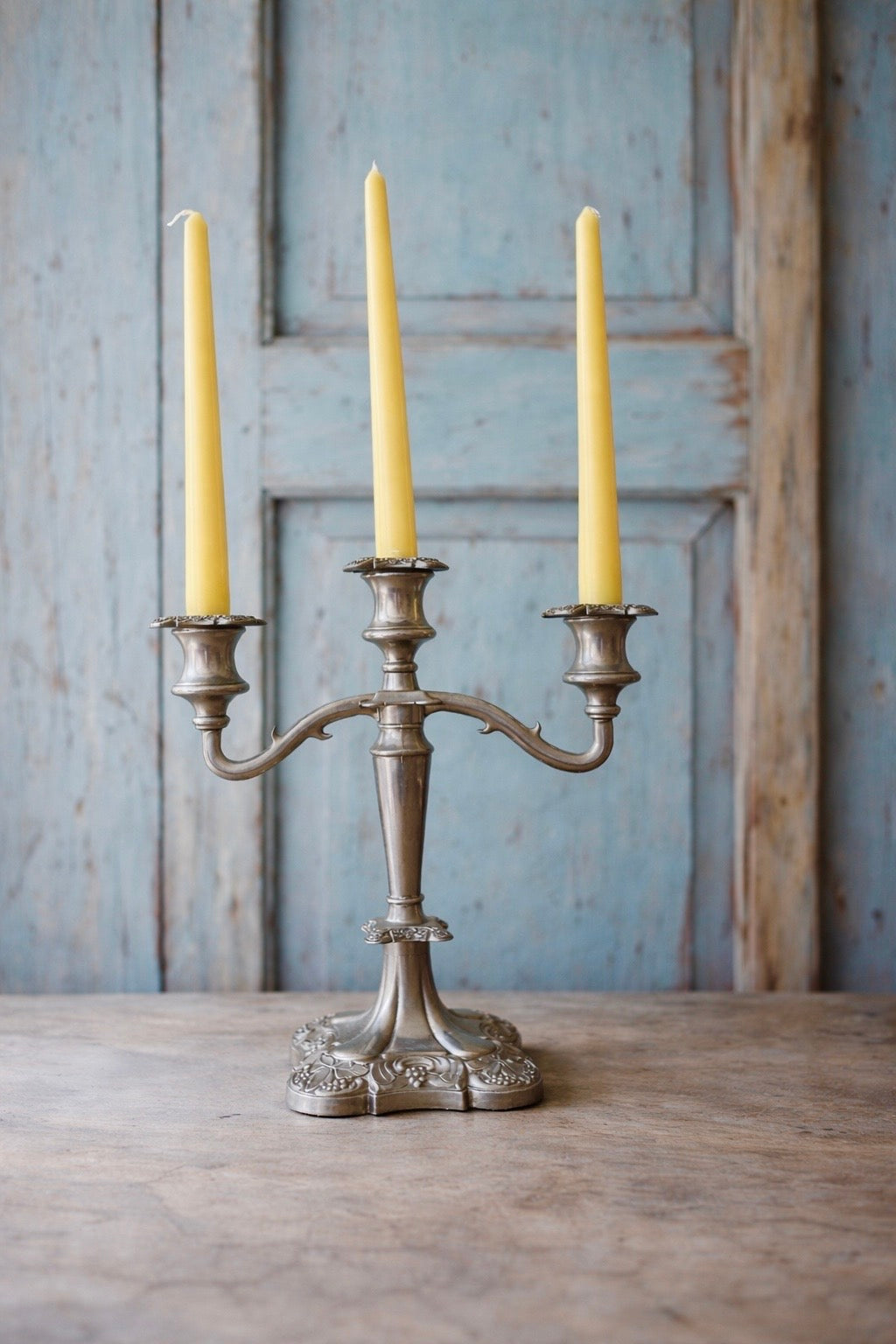 Vintage Silver Coloured Heavy Candlabra