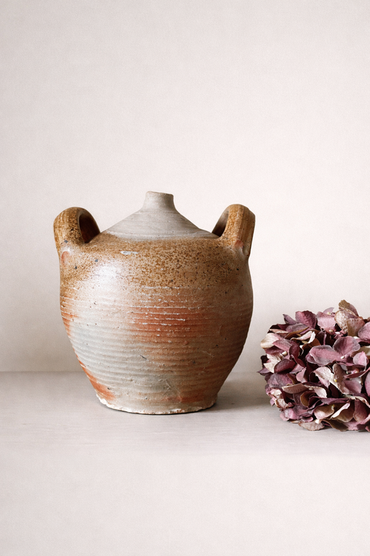 Antique French Walnut Oil Jar Vase