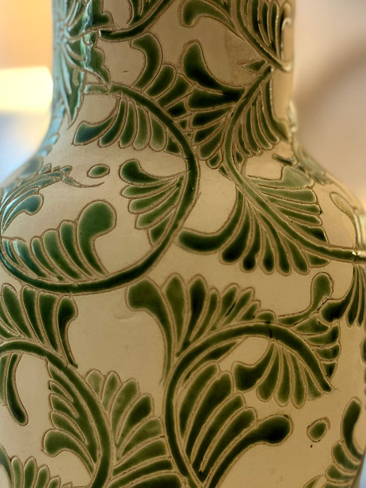 Tall Mid century Vintage European Etched Vase