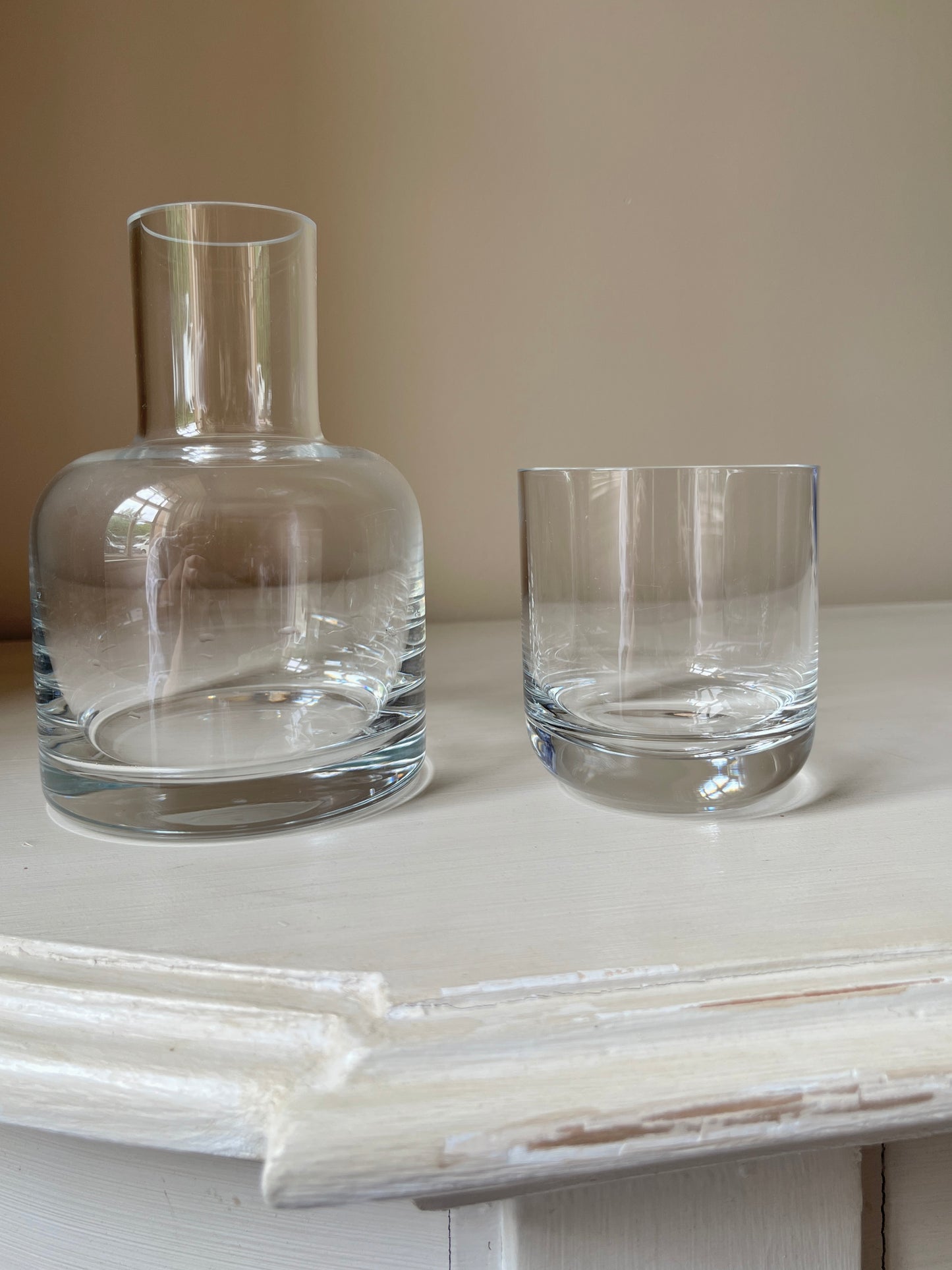 Country House Heavy Glass Water Carafe and Glass