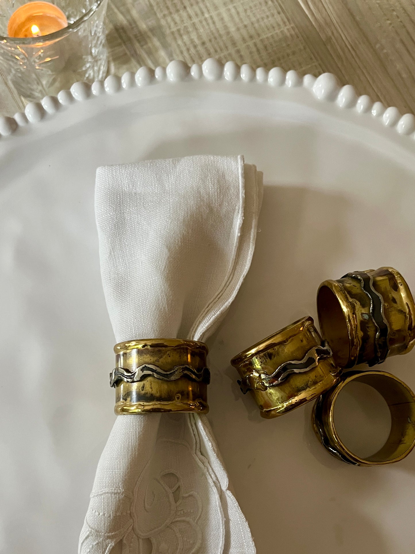 Set of 4 hand Forged Rustic Metal Napkin Rings