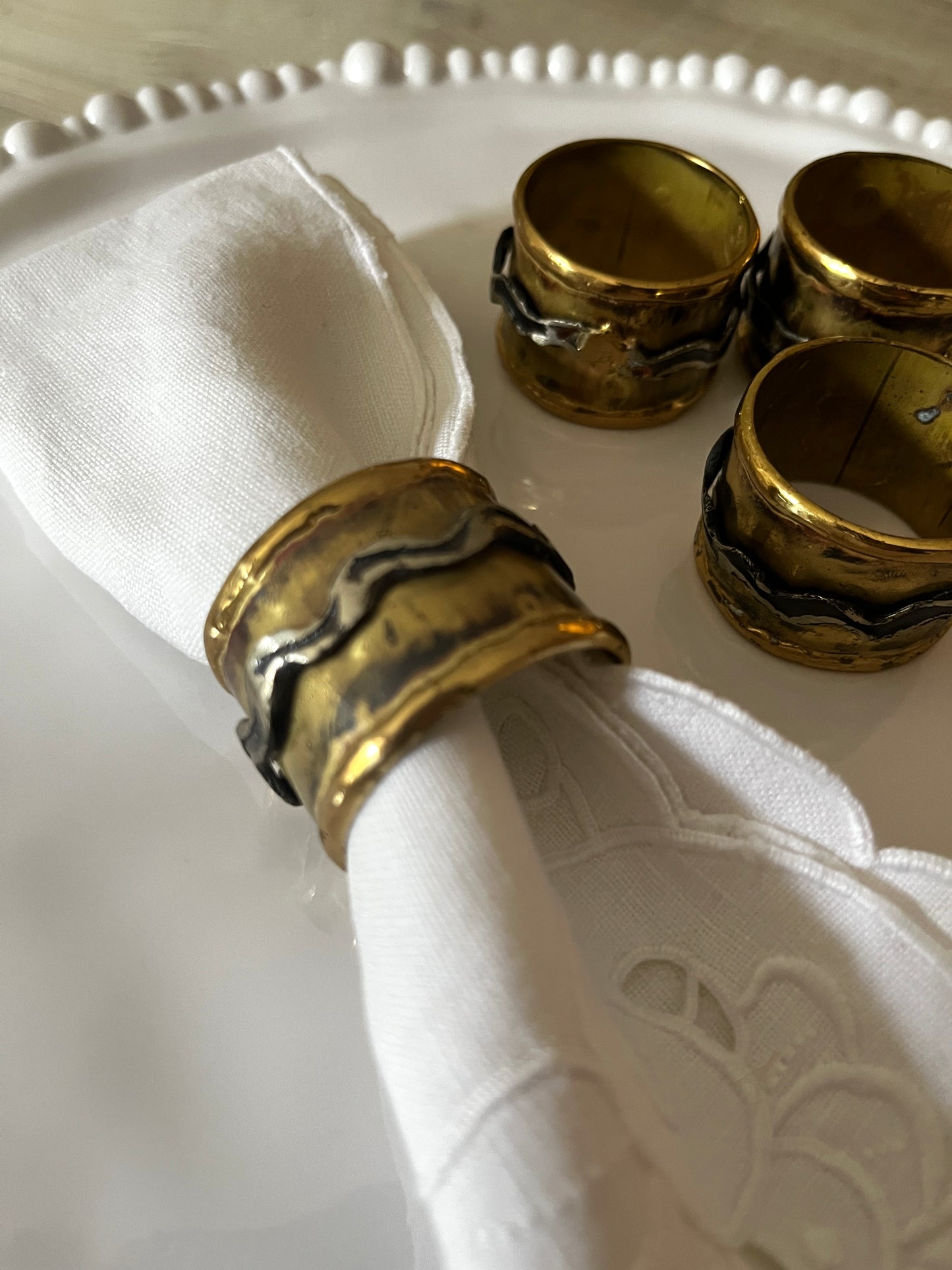 Set of 4 hand Forged Rustic Metal Napkin Rings