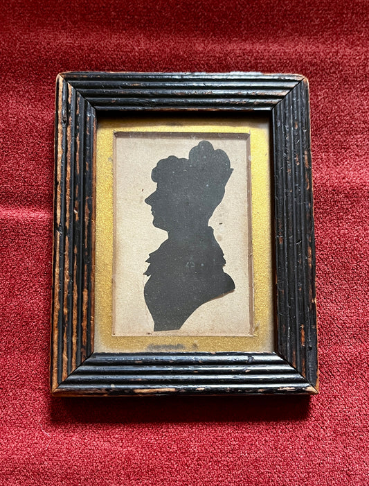 Antique Silhouette of a Lady In Black Wooden Frame