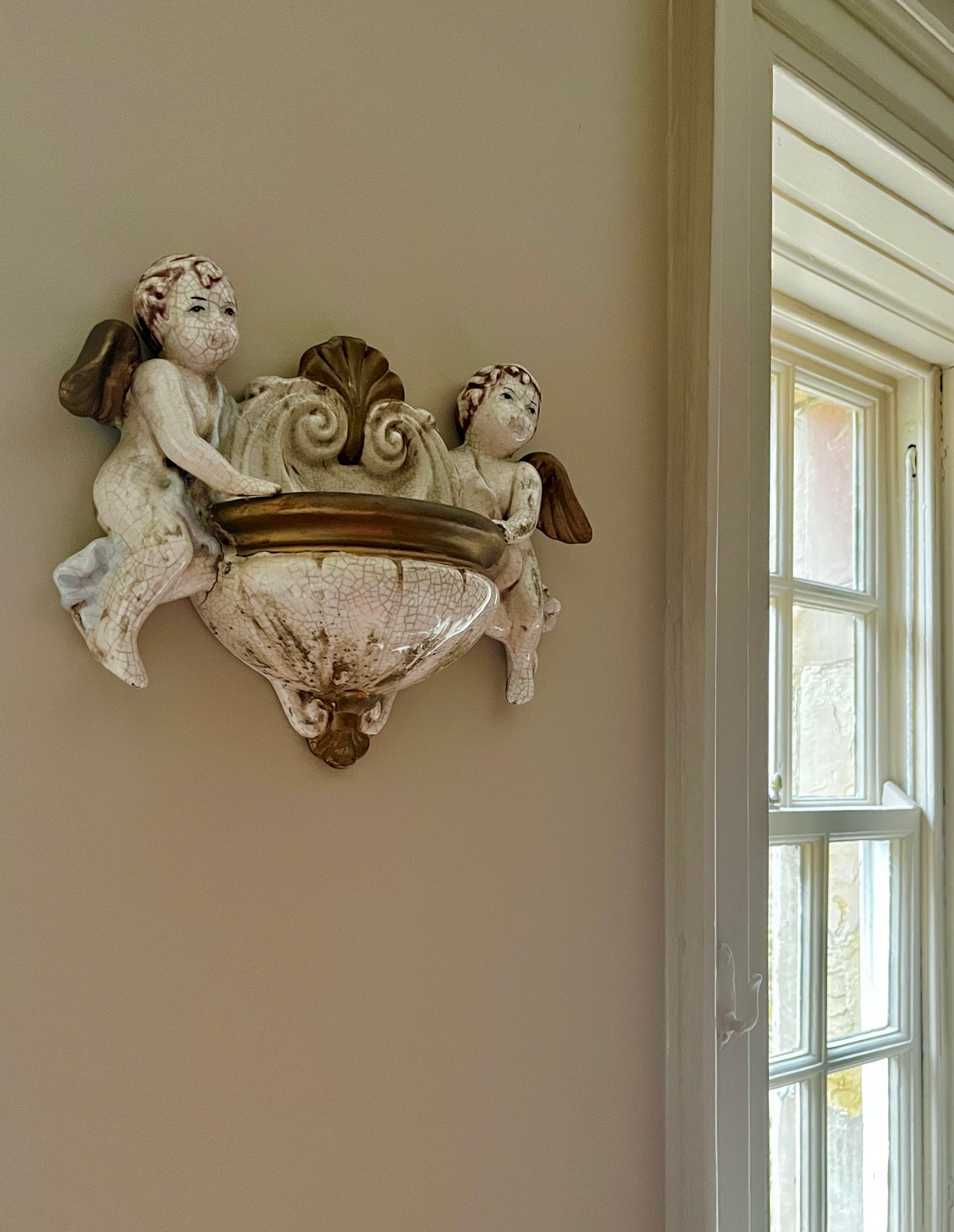 Vintage Cherub Angel Wall Sconce or Planter