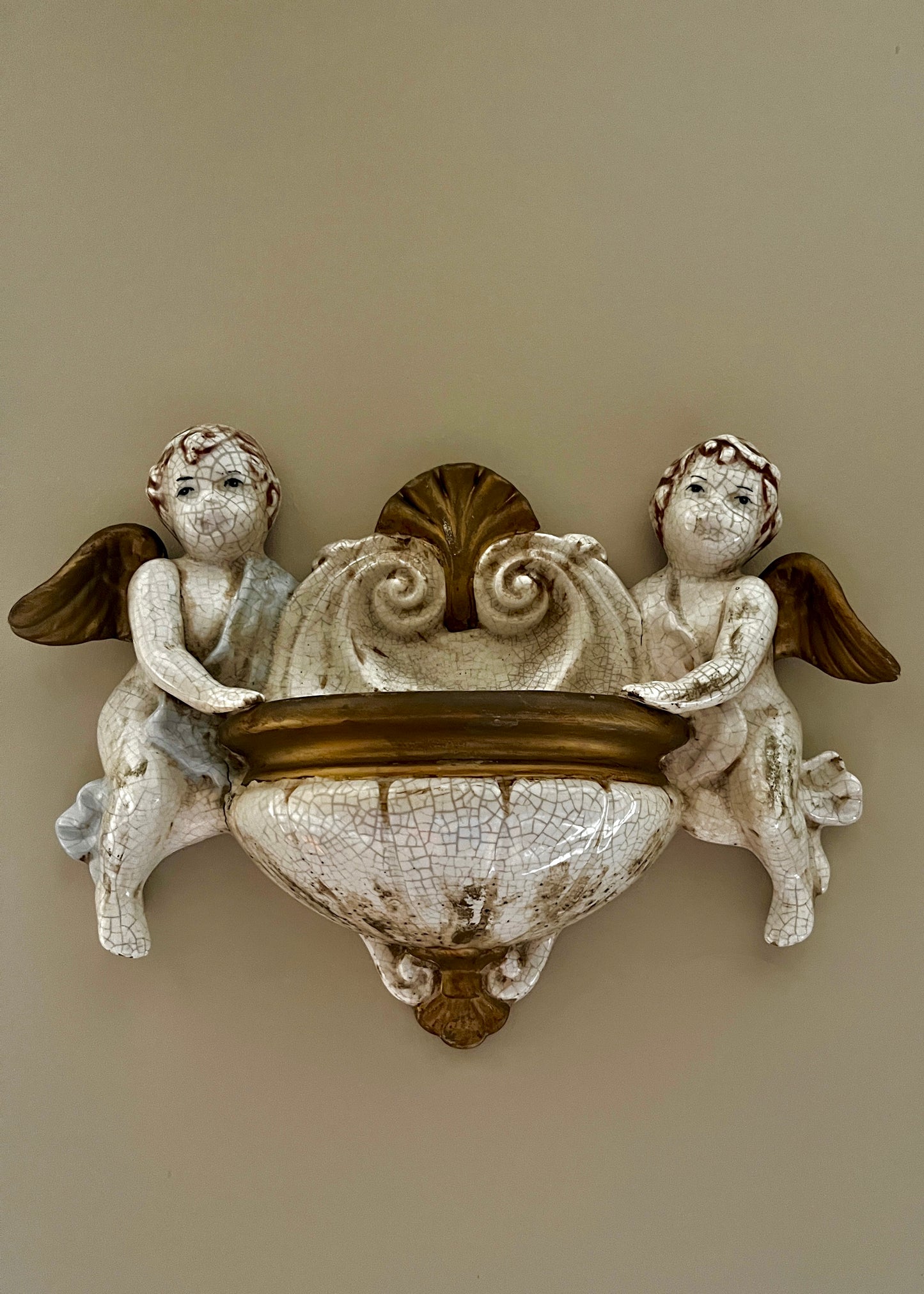 Vintage Cherub Angel Wall Sconce or Planter