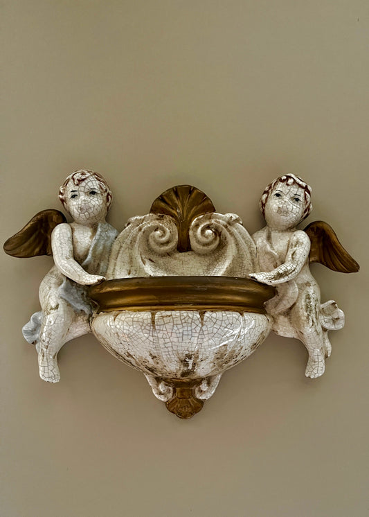 Vintage Cherub Angel Wall Sconce or Planter