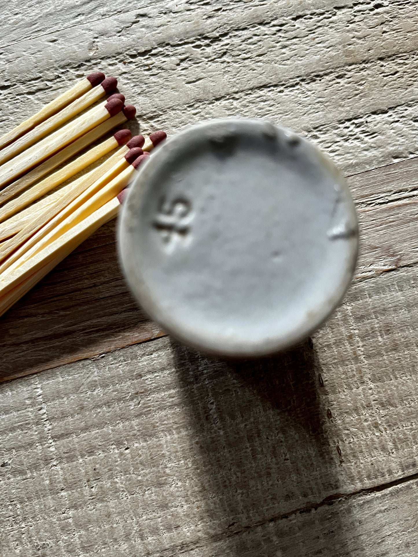Antique White/Grey Ink Bottle Match holder