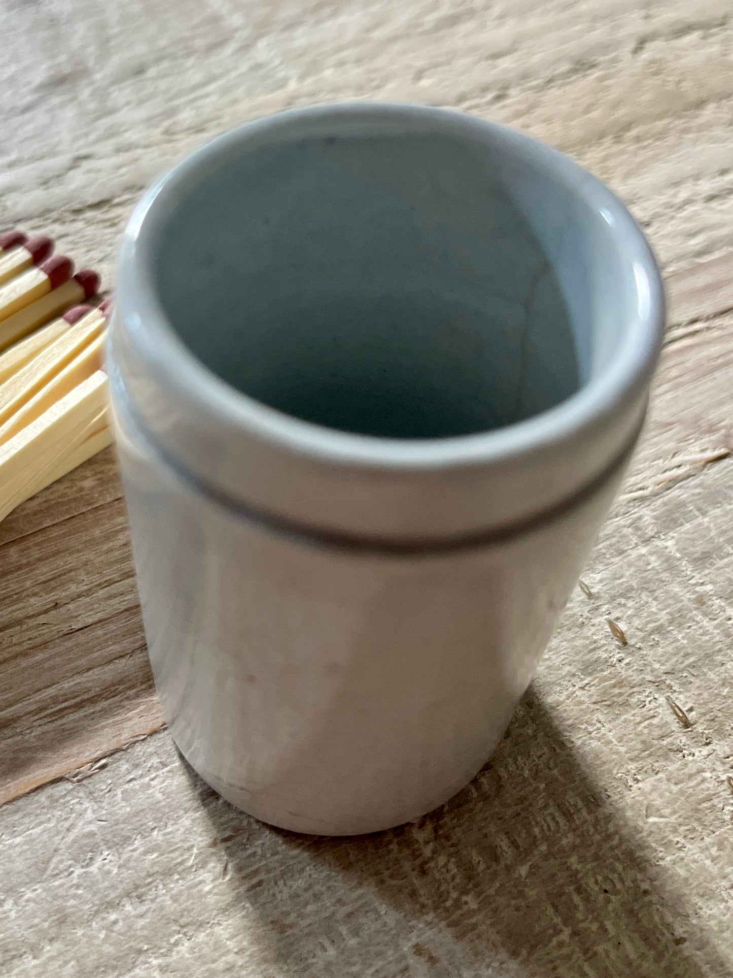 Antique White/Grey Ink Bottle Match holder