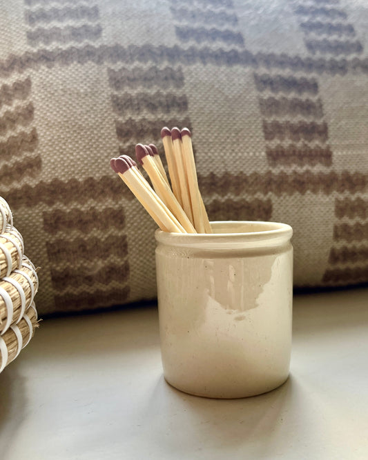 Cream Glossy Ink Bottle Match Holder