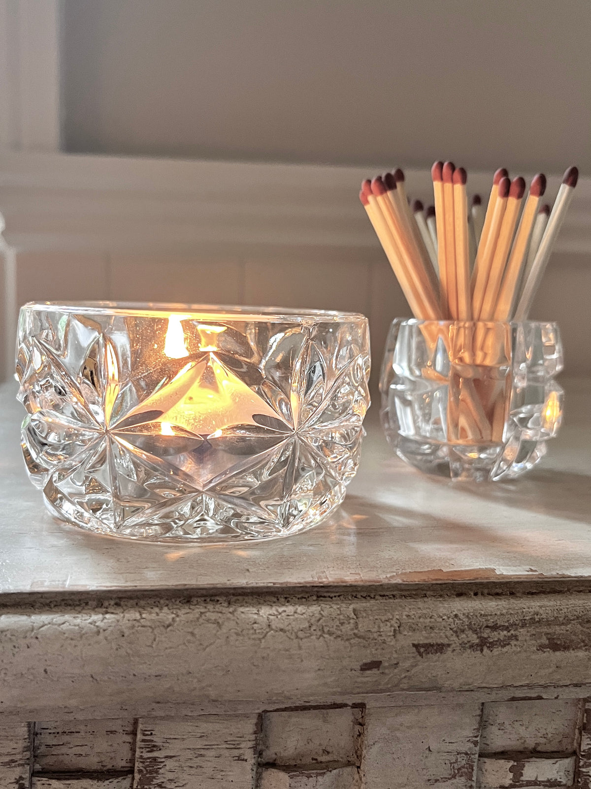 Bathroom Vintage Cut Glass 3 Piece Set