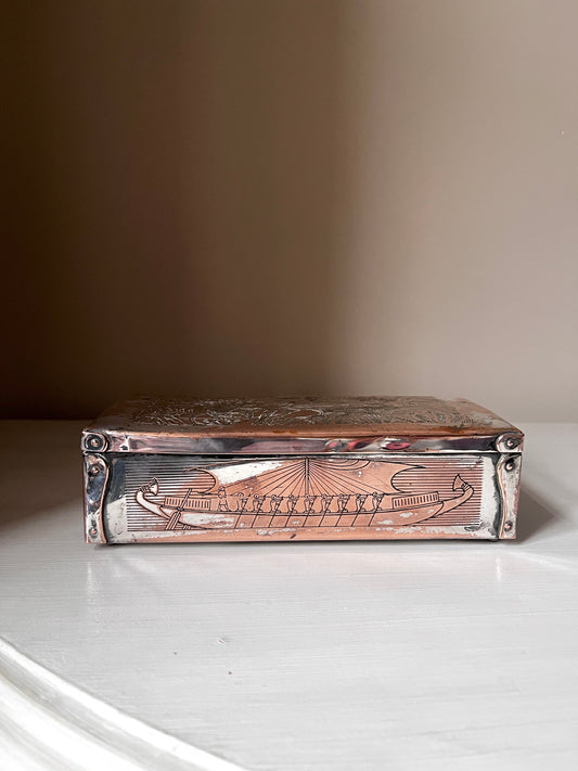 Vintage Egyptian Revival Silver-Plated Cigarette Box