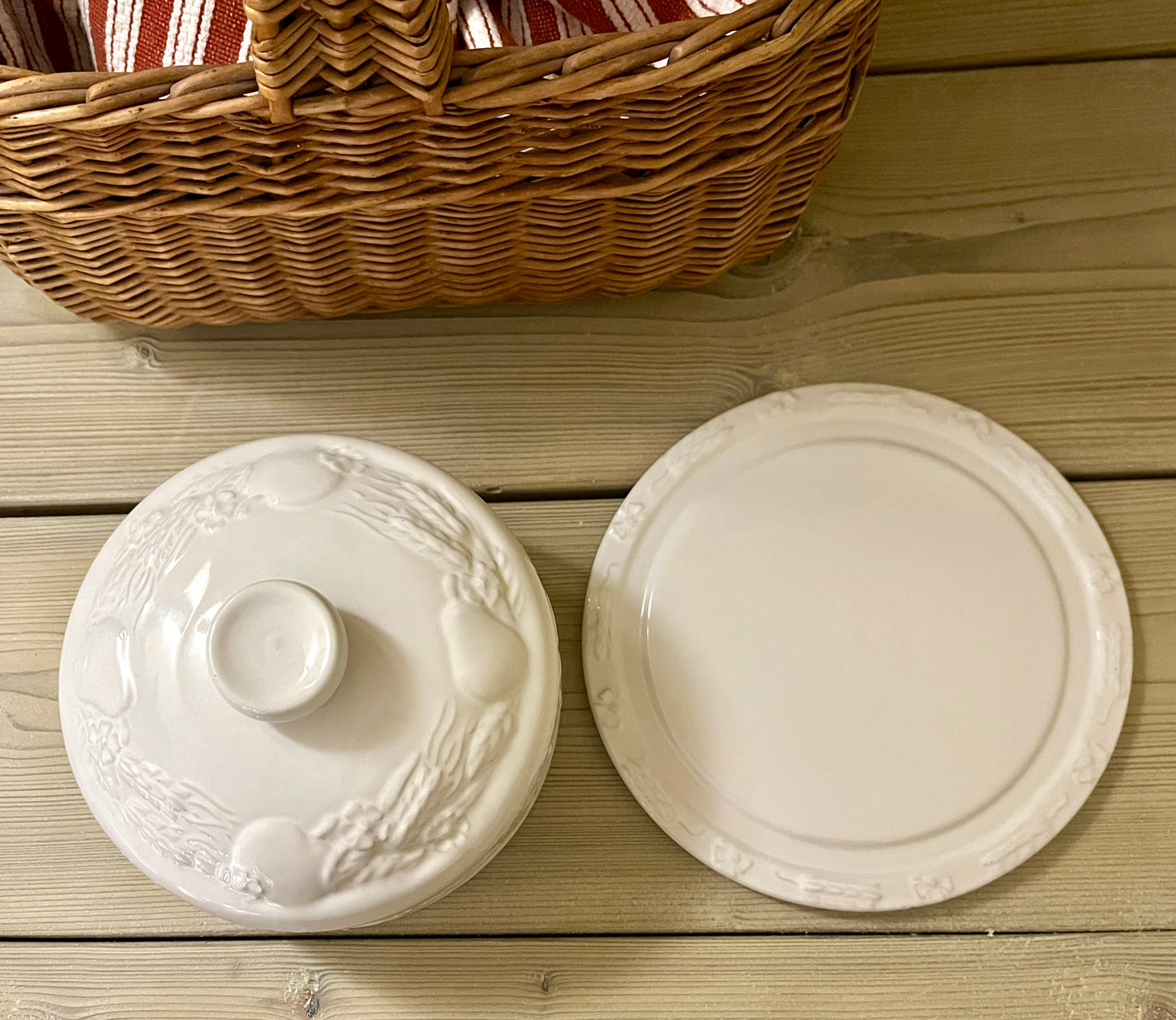 White ironstone Victorian Cheese Dome.